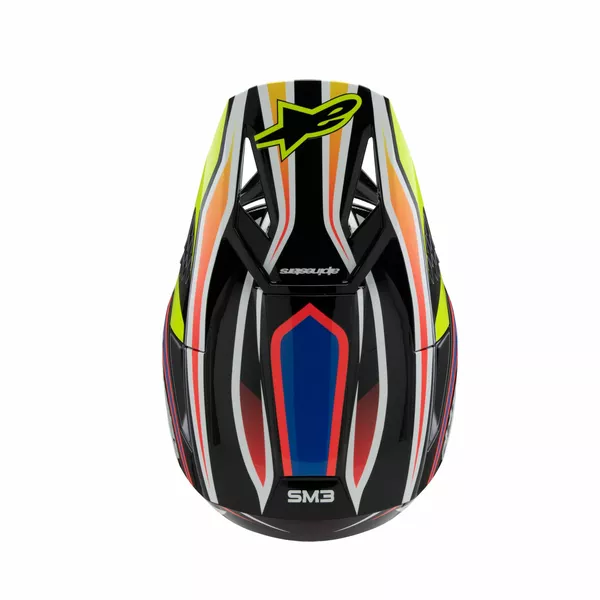 Casque ALPINESTARS YTH SM3 WURX noir/jaune/bleu - vue 3