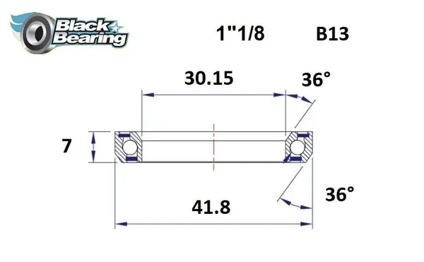 Roulement jeu direction BLACK BEARING B13 - 30,15 x 41,8 x 7 mm 36x36° - vue 2