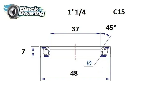 Roulement jeu direction Black Bearing 48x37x7 mm 45x90° - vue 2