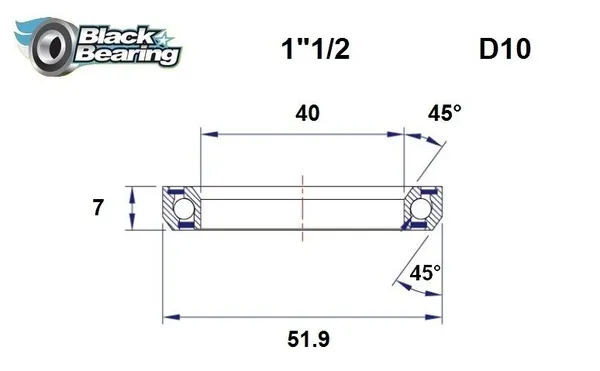 Roulement jeu de direction Black Bearing D10 - 40 x 51,9 x 7 mm 45°x45° - vue 2