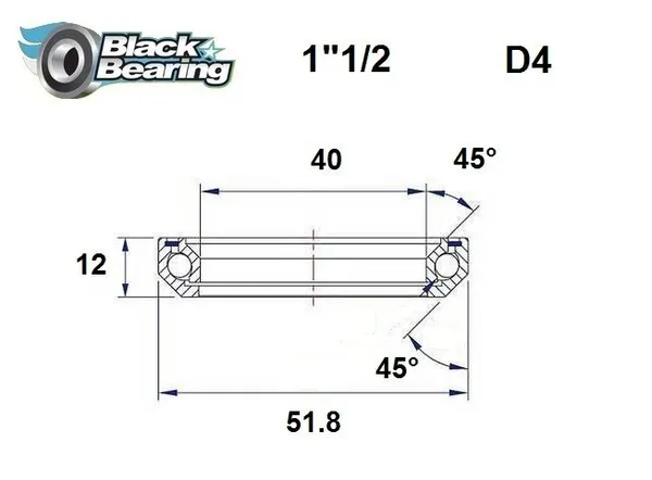 Roulement jeu de direction BLACK BEARING 52X40X12MM 45X45° - vue 2