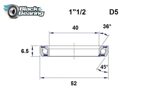 Pignon BLACK BEARING HB 40X52X6.5MM 36°/45°