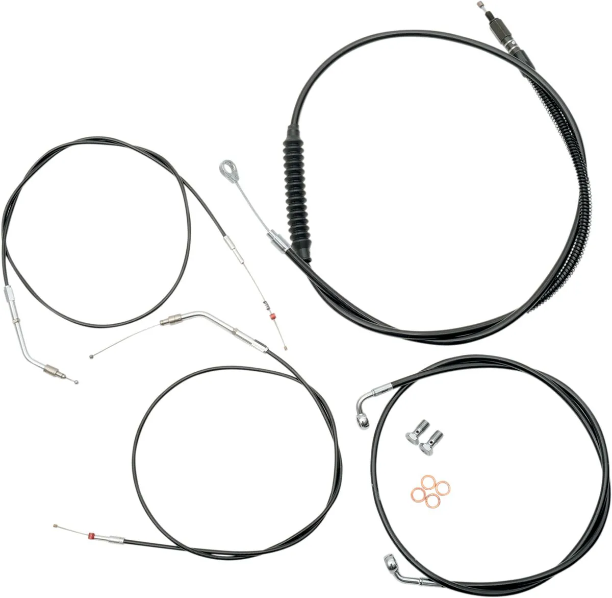 Kit câble de guidon et durite de frein LA CHOPPERS vinyle noir standard
