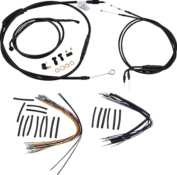 Kit Complet de Câbles et Gaines de Guidon en Vinyle Noir pour Ape Hangers BURLY BRAND