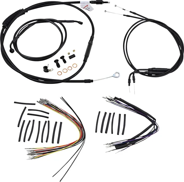 Kit Complet de Câbles et Gaines de Guidon en Vinyle Noir pour Ape Hangers BURLY BRAND - vue 2