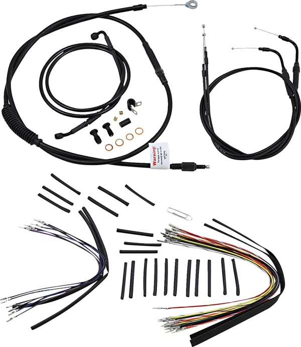 Kit complet de câbles et gaines de guidon en vinyle noir pour Ape Hangers Burly Brand