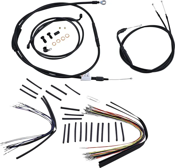 Kit Complet de Câbles et Gaines de Guidon en Vinyle Noir pour Ape Hangers BURLY BRAND