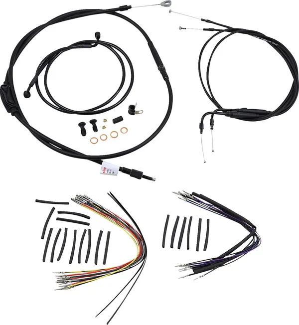 Kit Complet de Câbles et Gaines de Guidon en Vinyle Noir Ape Hangers Burly Brand