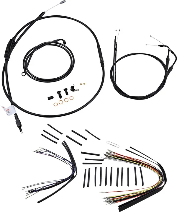 Kit complet de câbles et gaines de guidon en vinyle noir Ape Hangers Burly Brand - vue 2