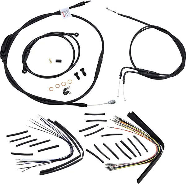 Kit Complet de Câbles et Gaines de Guidon en Vinyle Noir pour Ape Hangers Burly Brand - vue 2