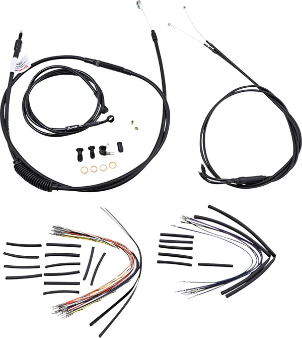 Kit Complet de Câbles et Gaines de Guidon en Vinyle Noir Burly Brand pour Ape Hangers - vue 2