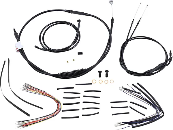 Kit complet de câbles et gaines de guidon en vinyle noir Burly Brand pour Ape Hangers - vue 2