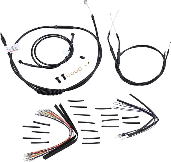 Kit complet de câbles et gaines de guidon Ape Hangers vinyle noir Burly Brand - vue 2
