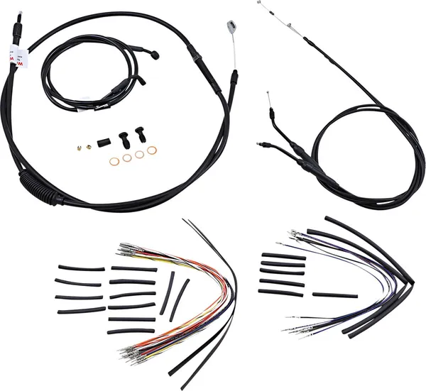 Kit complet de câbles et gaines de guidon en vinyle noir BURLY BRAND pour Ape Hangers - vue 2