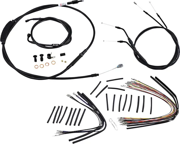 Kit Complet de Câbles et Gaines de Guidon en Vinyle Noir Burly Brand pour Ape Hangers