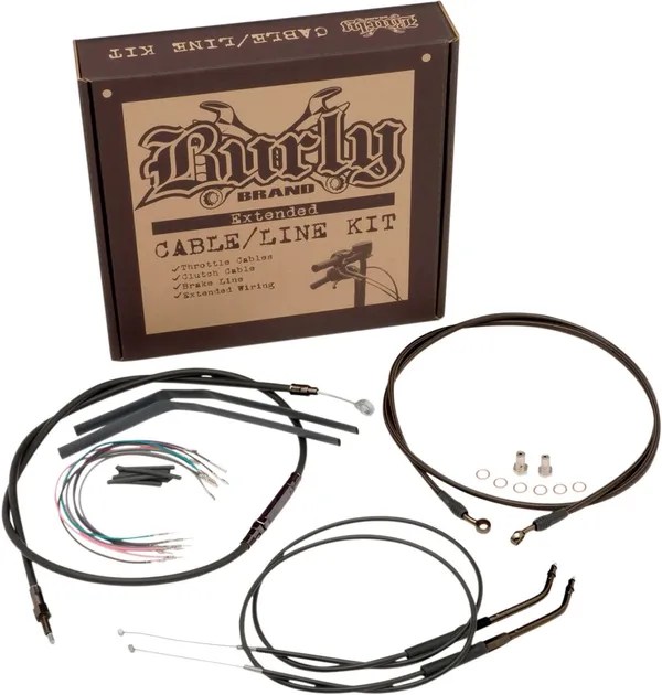 Kit Complet de Câbles et Gaines de Guidon en Vinyle Noir Burly Brand pour Ape Hangers - vue 2