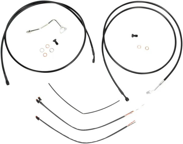 Kit complet de câbles et gaines de guidon en vinyle noir Burly Brand pour Ape Hangers