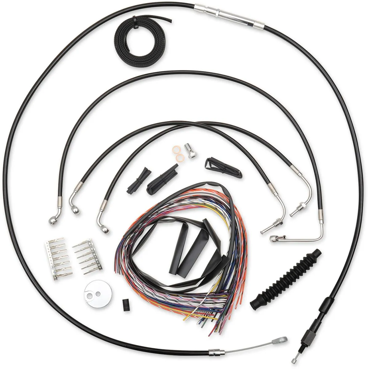 Kit complet câble de guidon et gainage de frein tressé vinyle noir LA CHOPPERS