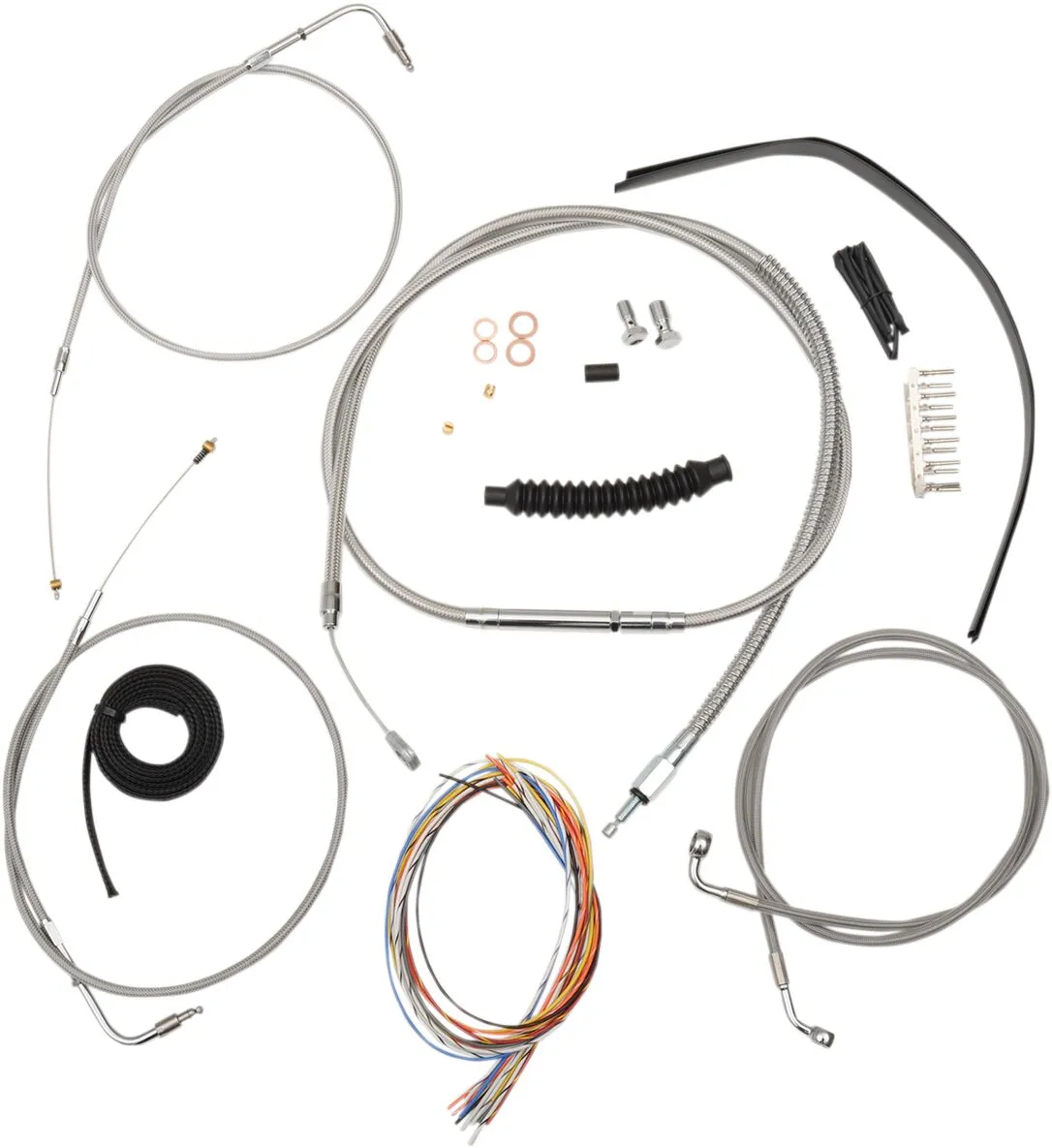 Kit complet de câbles de guidon et durite de frein tressés inox LA CHOPPERS