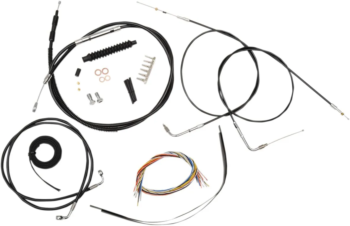 Kit complet câble de guidon et gainage de frein tressé vinyle noir LA CHOPPERS
