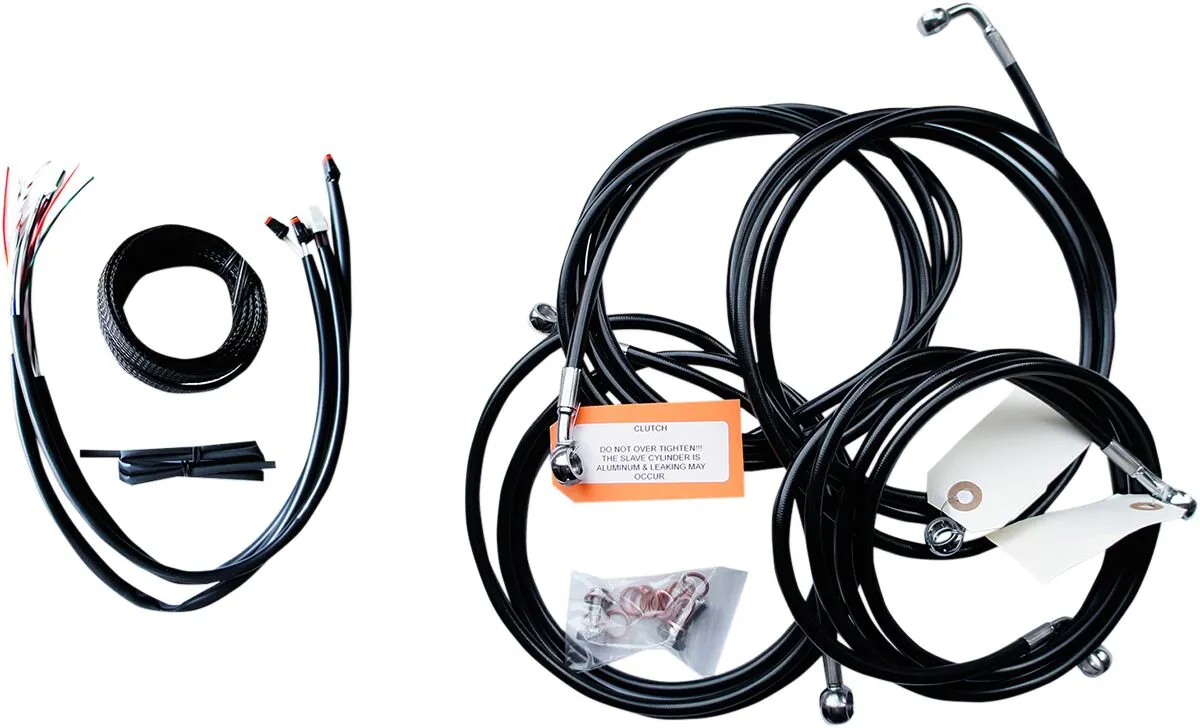 Kit complet câble de guidon et gainage de frein tressé vinyle noir LA CHOPPERS
