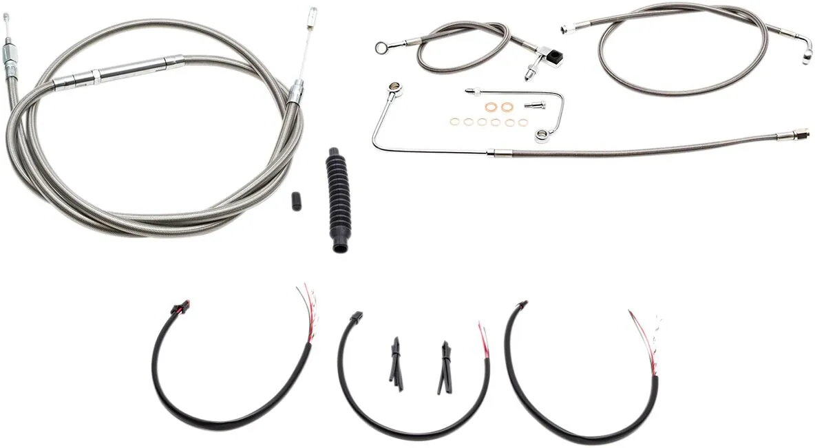 Kit complet de câbles de guidon et durite de frein tressés inox LA CHOPPERS