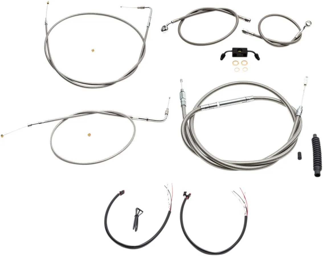 Kit complet de câbles de guidon et durite de frein tressés inox LA CHOPPERS