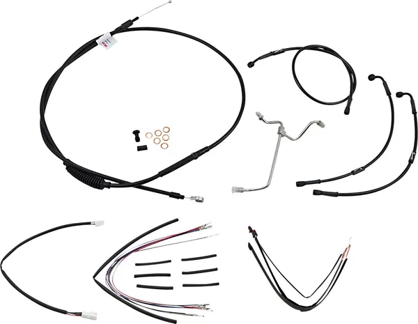 Kit Complet de Câbles et Gaines de Guidon en Vinyle Noir pour Ape Hangers BURLY BRAND
