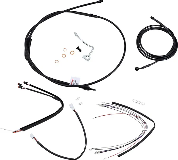 Kit complet de câbles et gaines de guidon en vinyle noir Burly Brand pour Ape Hangers - vue 2