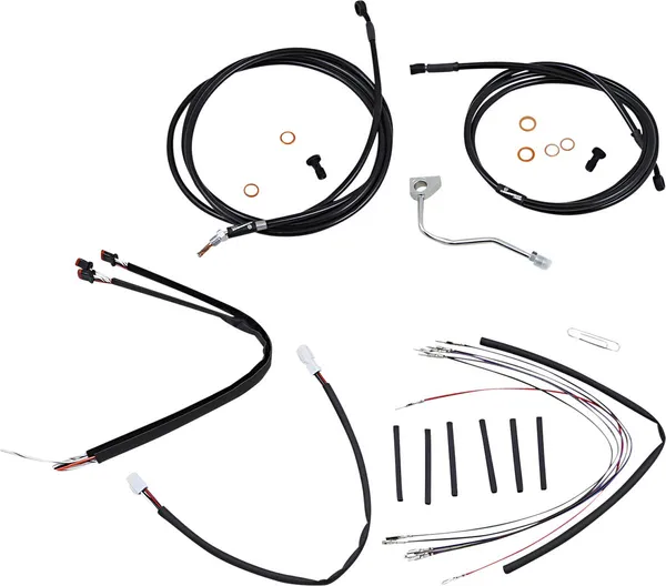 Kit Complet de Câbles et Gaines de Guidon en Vinyle Noir Burly Brand pour Ape Hangers