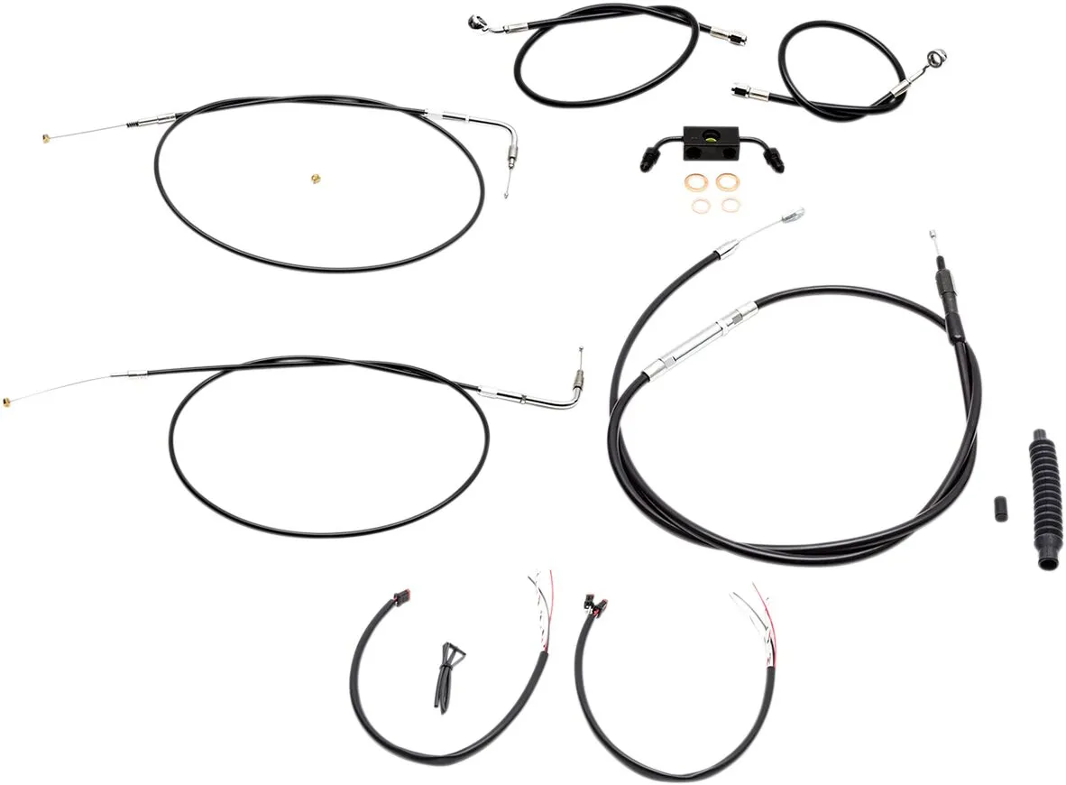 Kit complet câble de guidon et gainage de frein tressé vinyle noir LA CHOPPERS