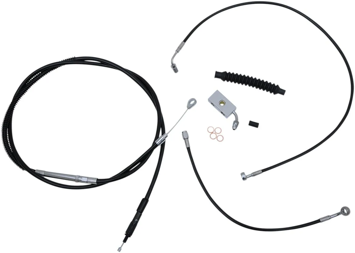 Kit complet câble de guidon et gainage de frein tressé vinyle noir LA CHOPPERS