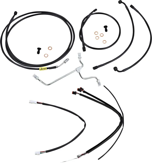 Kit complet de câbles et gaines de guidon en vinyle noir Burly Brand pour Ape Hangers - vue 2