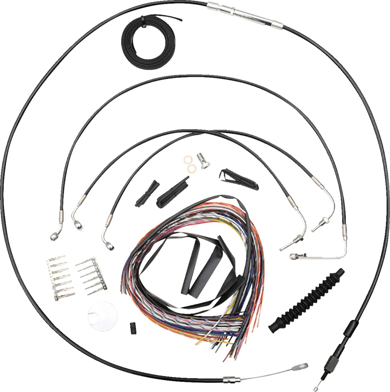 Kit complet câble de guidon et gainage de frein tressé vinyle noir LA CHOPPERS