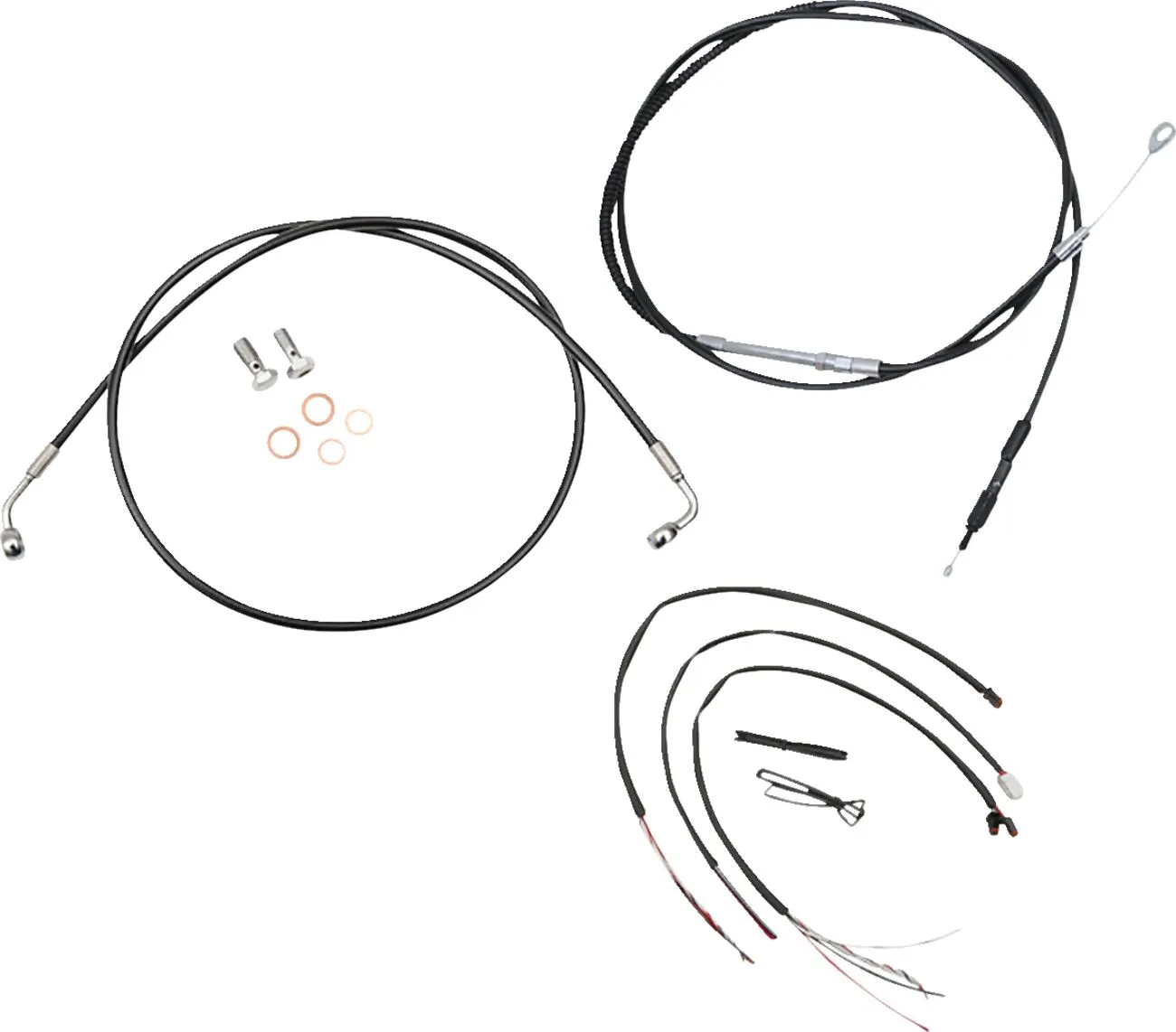 Kit complet câble de guidon et gainage de frein tressé vinyle noir LA CHOPPERS