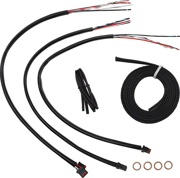 Kit complet câble de guidon et gainage de frein tressé vinyle noir LA CHOPPERS - vue 2