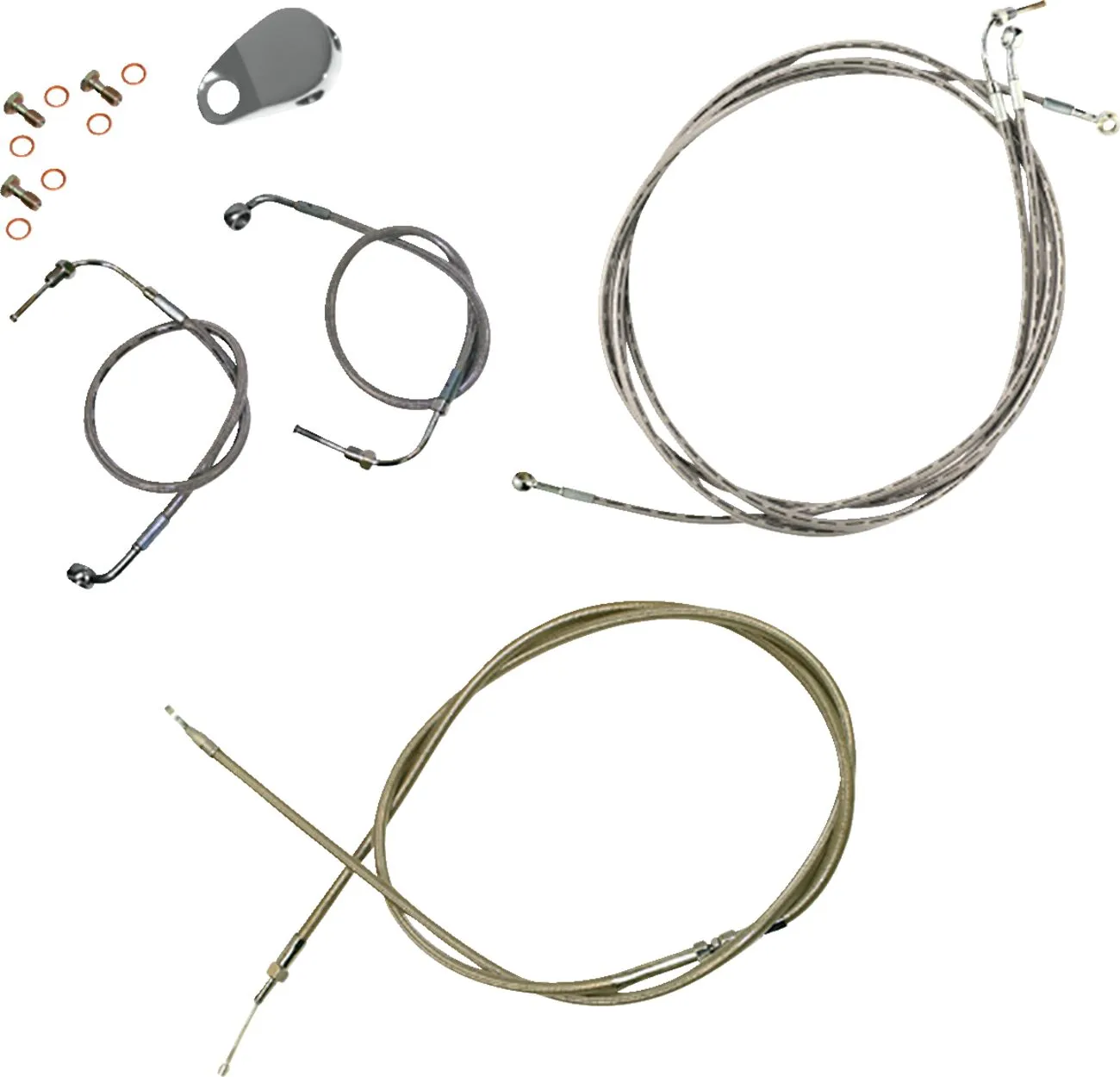 Kit câble de guidon et durite de frein tressé inox standard LA CHOPPERS