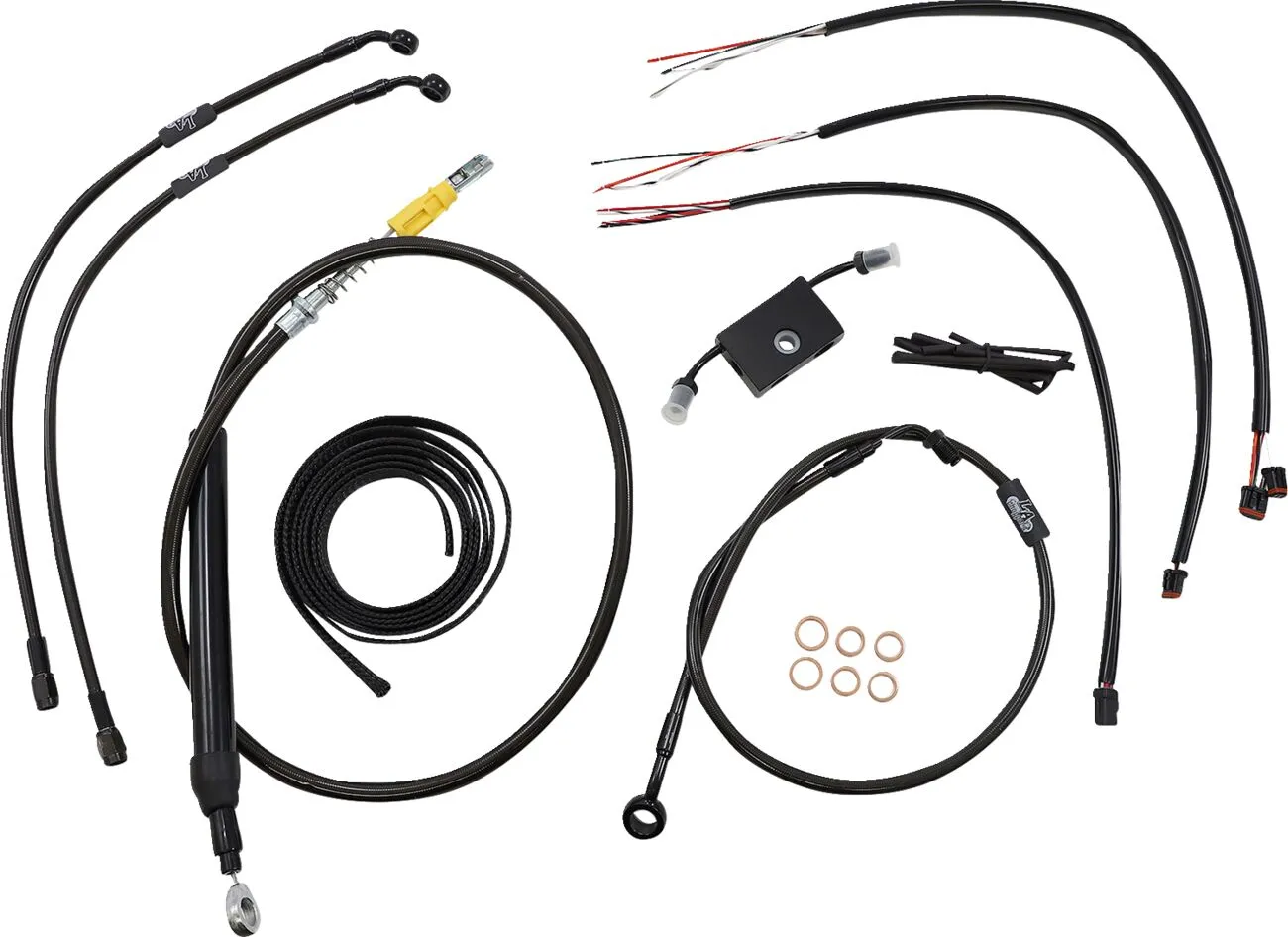 Kit complet de câbles et gaine de frein guidon Midnight tressé LA CHOPPERS