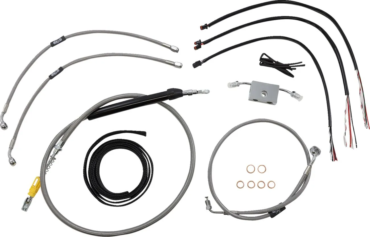Kit complet de câbles de guidon et durite de frein tressés inox LA CHOPPERS