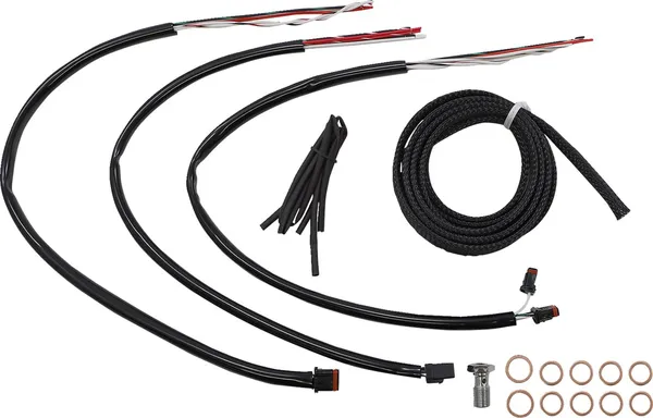 Kit complet câble de guidon et gainage de frein tressé vinyle noir LA CHOPPERS - vue 2