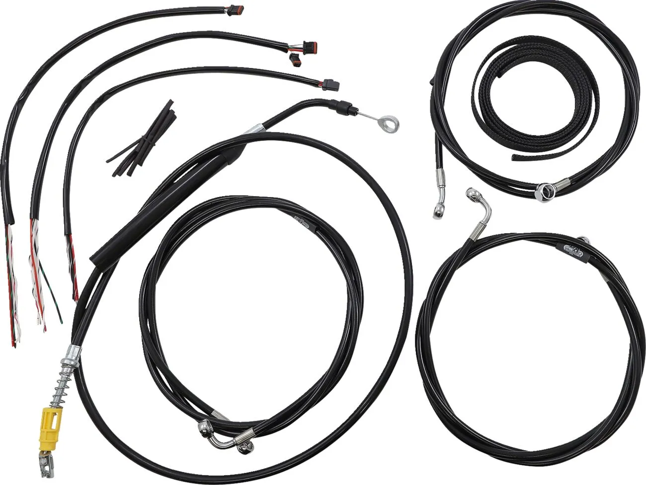 Kit complet câble de guidon et gainage de frein tressé vinyle noir LA CHOPPERS