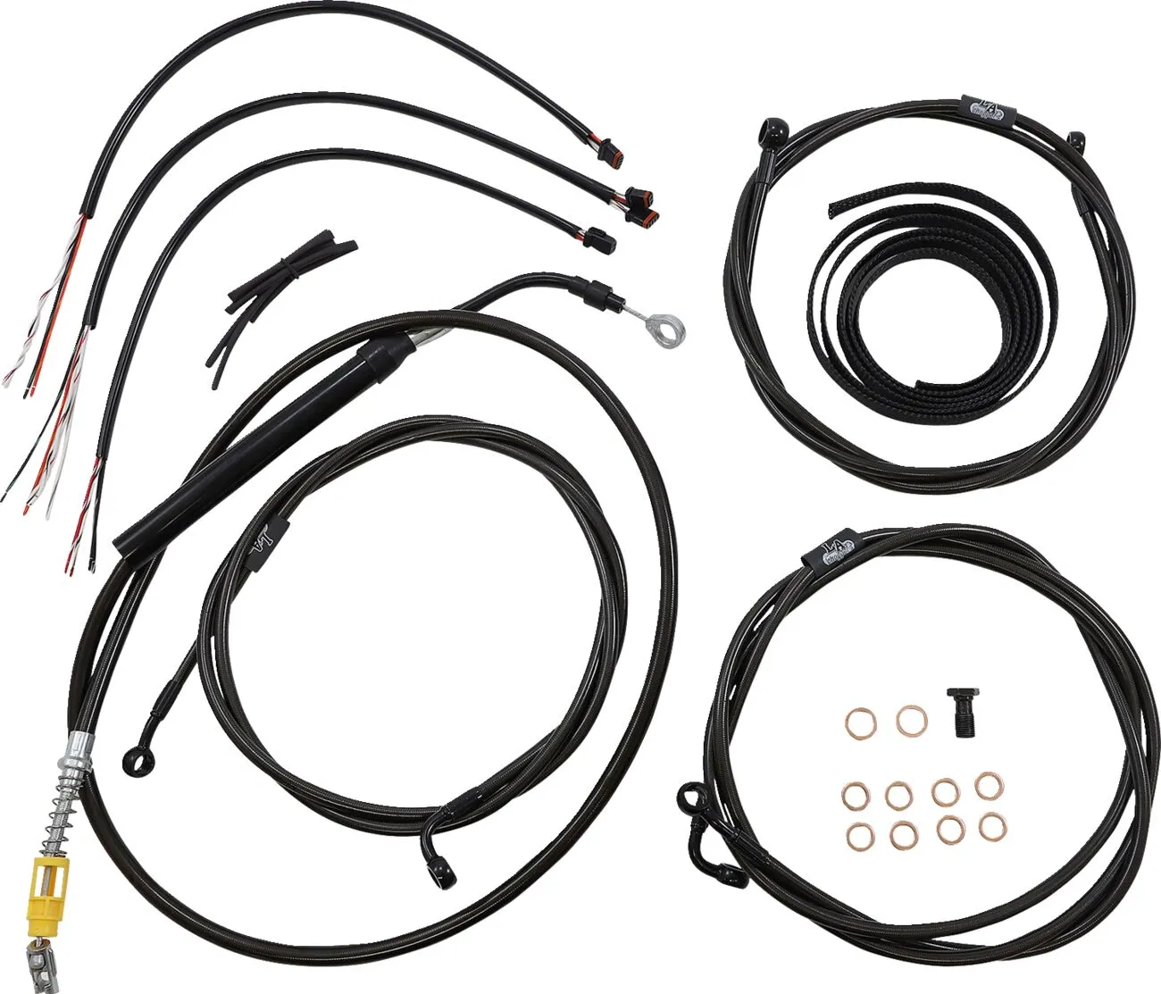 Kit complet de câbles et gaine de frein guidon Midnight tressé LA CHOPPERS