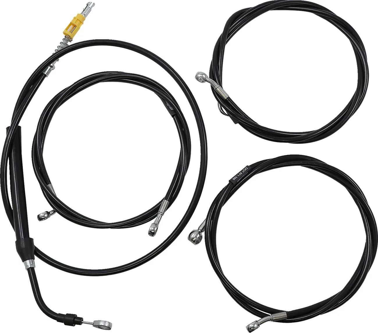 Kit complet câble de guidon et gainage de frein tressé vinyle noir LA CHOPPERS