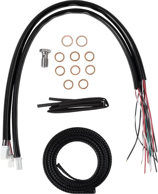 Kit complet câble de guidon et gainage de frein tressé vinyle noir LA CHOPPERS - vue 2