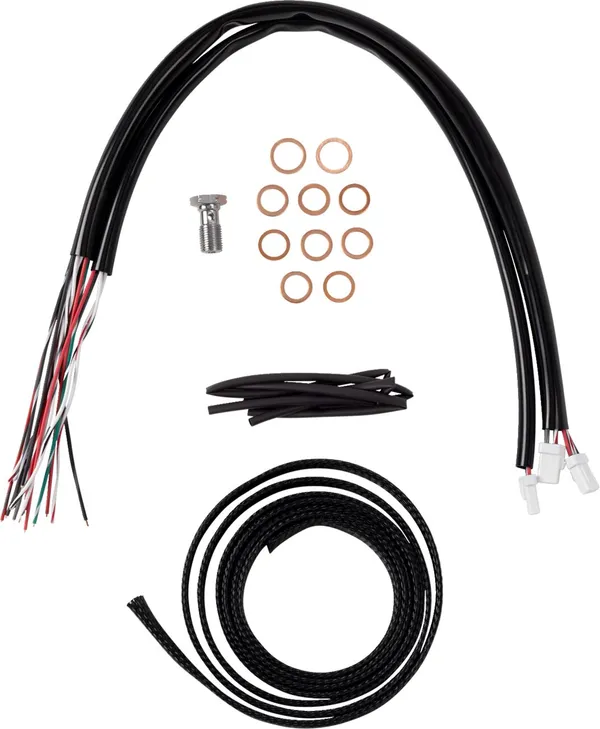 Kit complet de câbles de guidon et durite de frein tressés inox LA CHOPPERS - vue 2