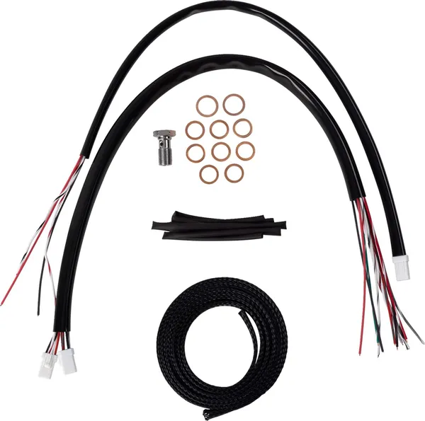 Kit complet câble de guidon et gainage de frein tressé vinyle noir LA CHOPPERS - vue 2