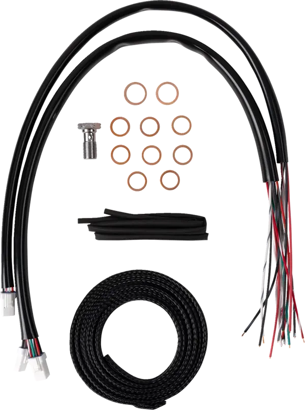 Kit complet de câbles de guidon et durite de frein tressés inox LA CHOPPERS - vue 2