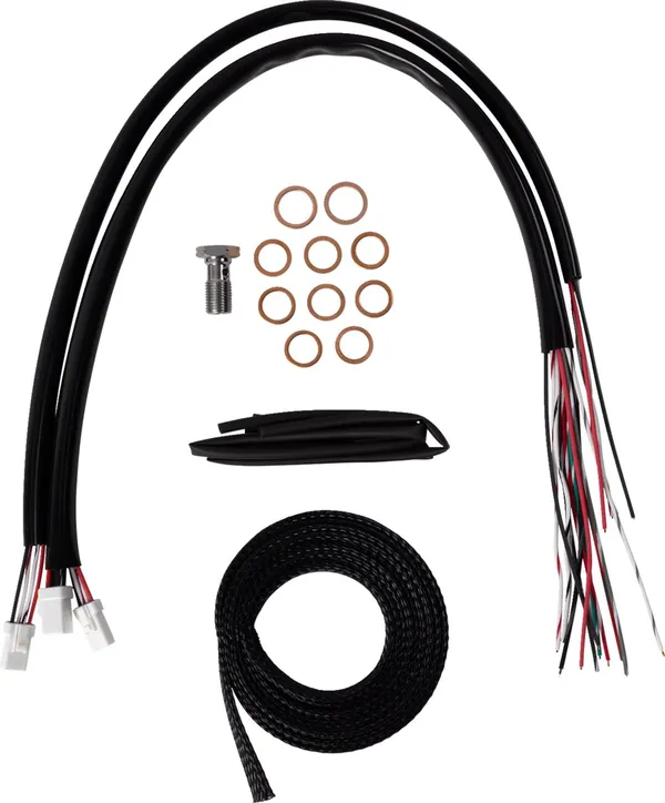 Kit complet câble de guidon et gainage de frein tressé vinyle noir LA CHOPPERS - vue 2