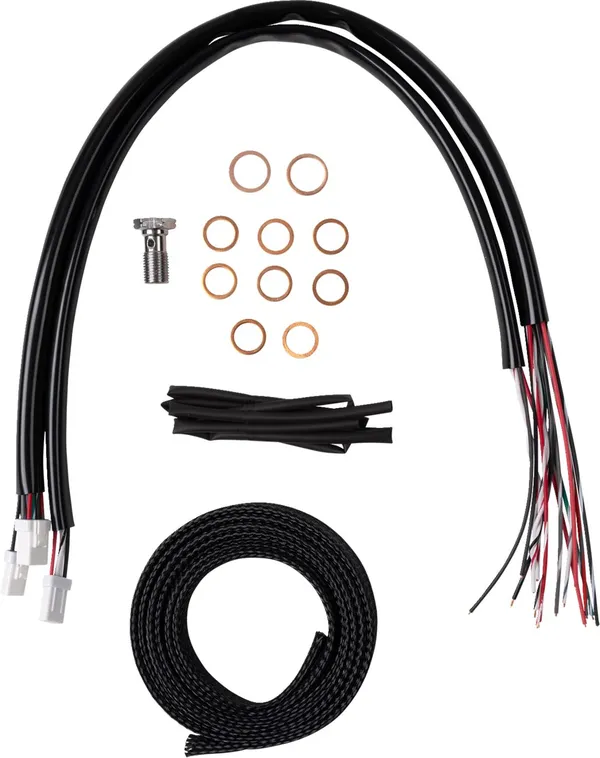Kit complet de câbles de guidon et durite de frein tressés inox LA CHOPPERS - vue 2