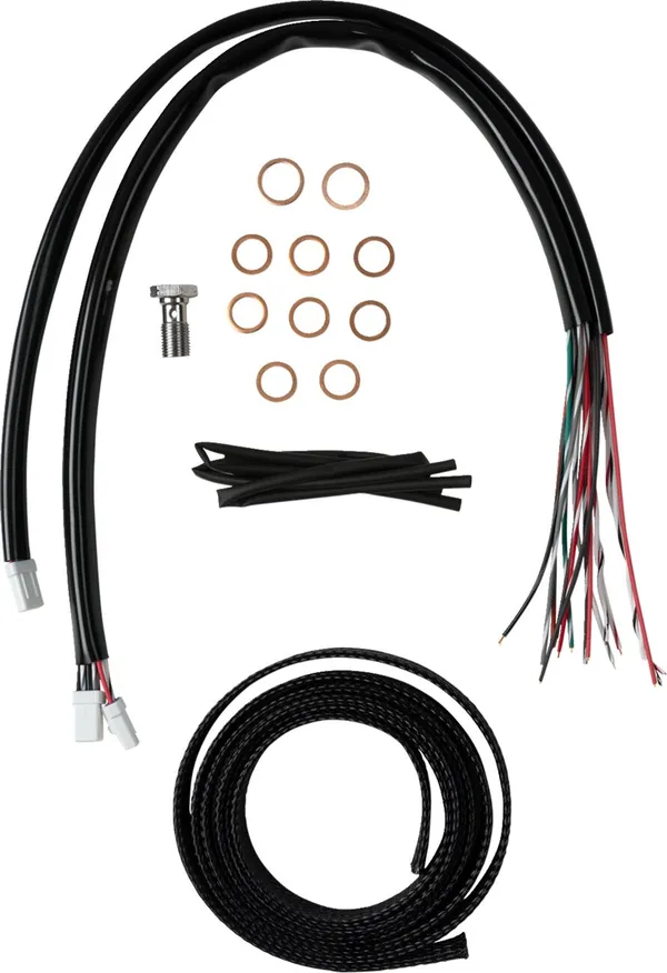 Kit complet câble de guidon et gainage de frein tressé vinyle noir LA CHOPPERS - vue 2